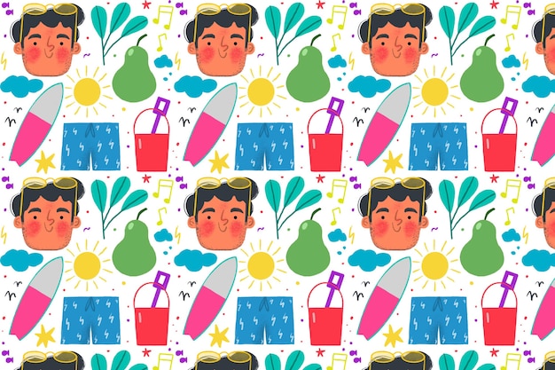 Free Vector summer pattern for zoom