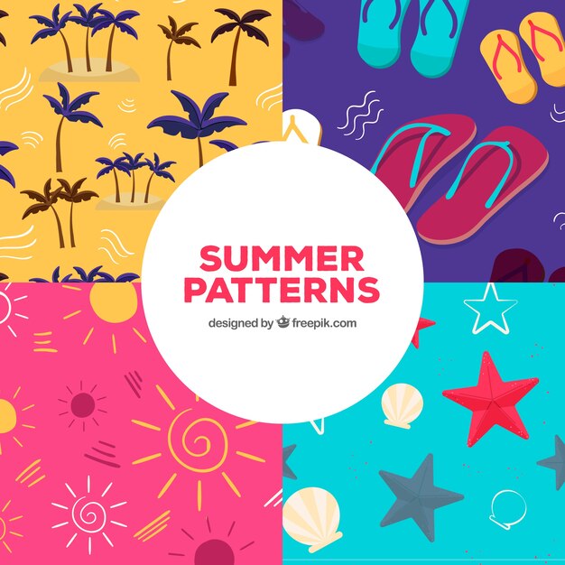 Summer patterns collection with beach elements