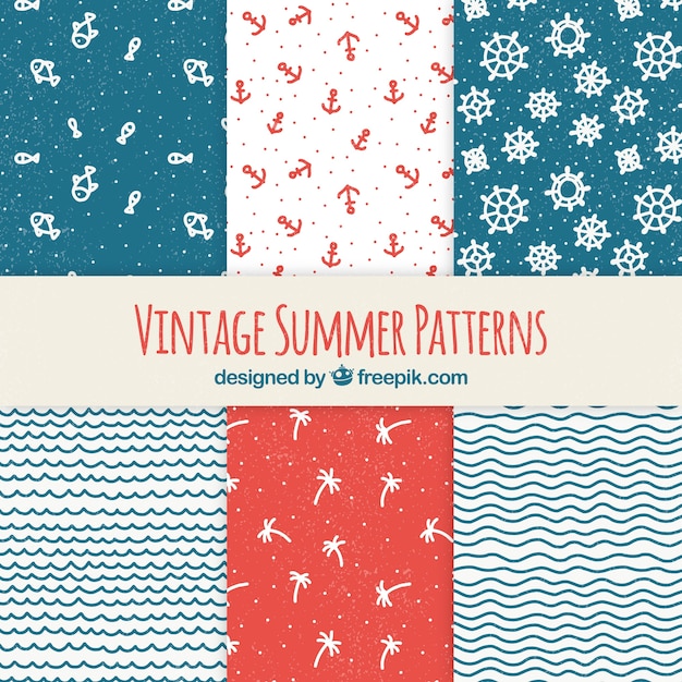 Summer patterns collection with beach elements