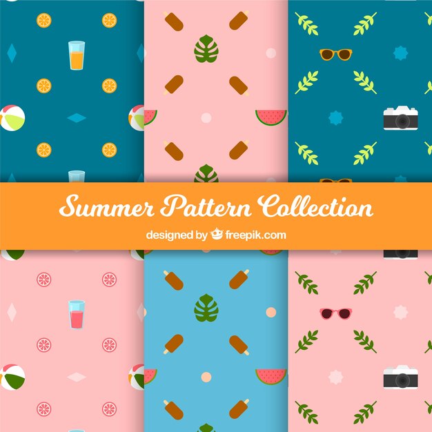 Summer patterns collection with beach elements