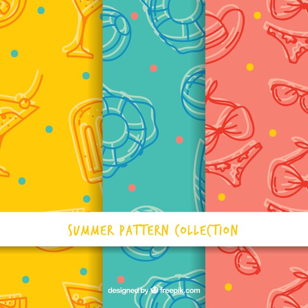 Summer patterns collection with beach elements