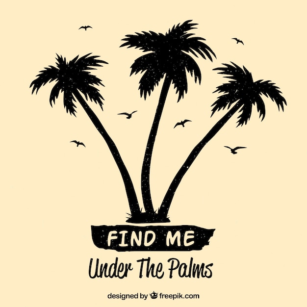 Free Vector summer quote background with palm tree silhouettes