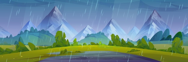 Free vector summer rainy natural landscape