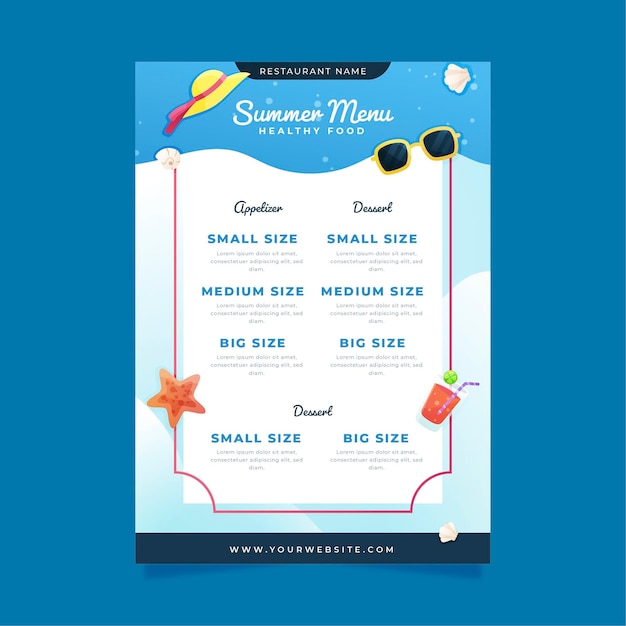 Summer restaurant menu template