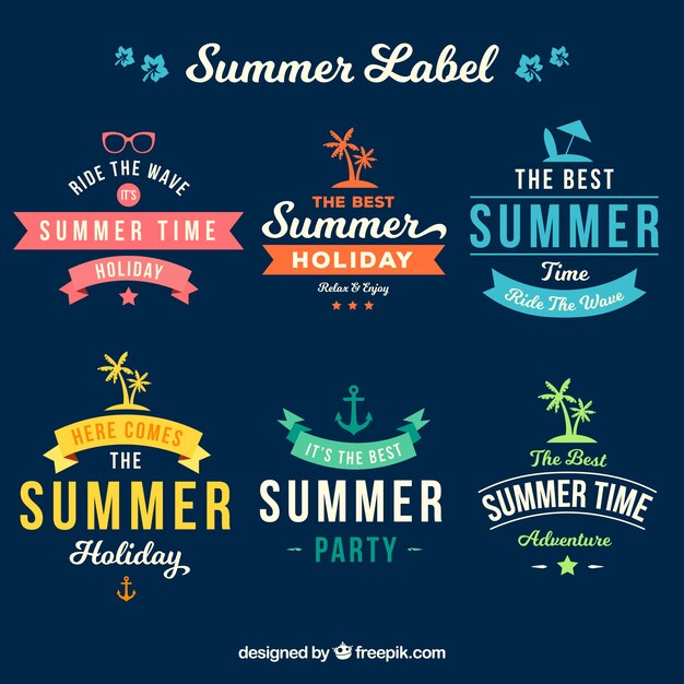 Summer retro stickers set