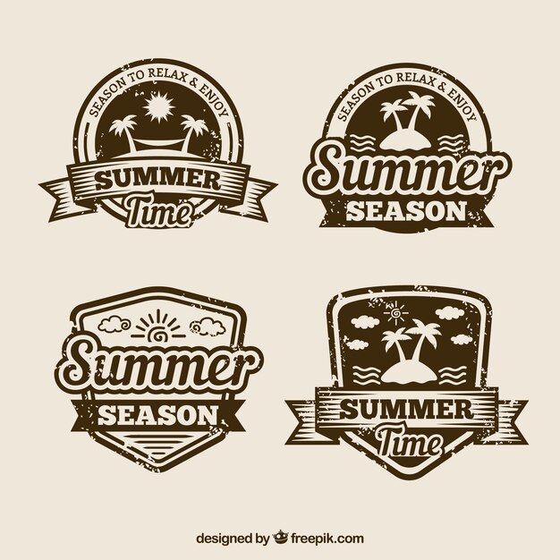 Summer retro stickers set