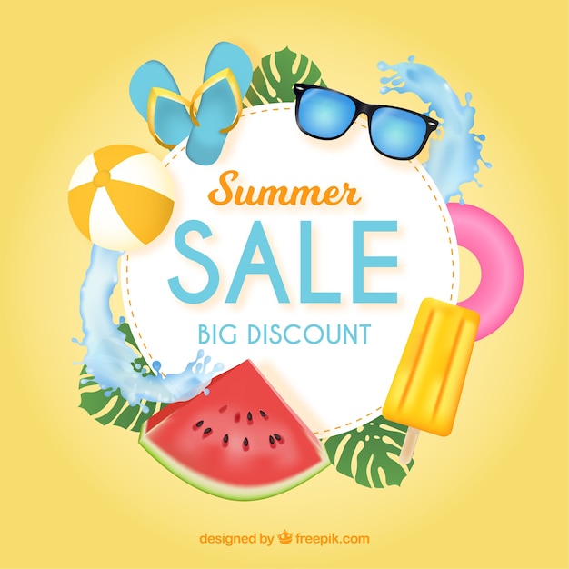 Free Vector summer sale background in realistic style