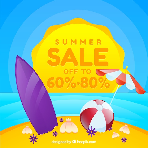 Free Vector summer sale background in realistic style