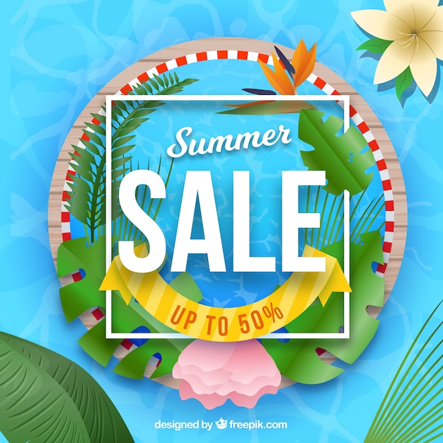 Summer sale background in realistic style