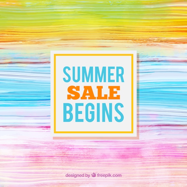 Free Vector summer sale background in watercolor style