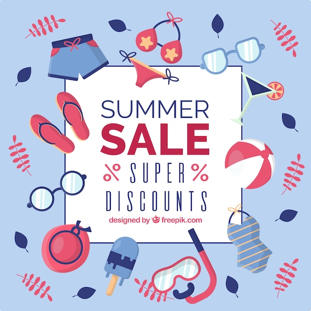 Summer sale background with beach elements