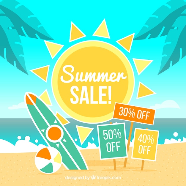 Summer sale background with beach