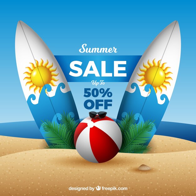 Summer sale background with beach