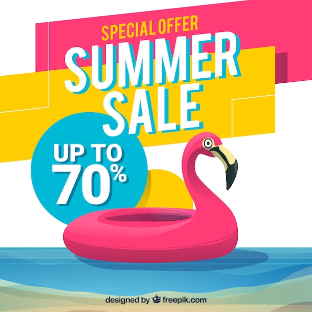 Free Vector summer sale background with flamingo