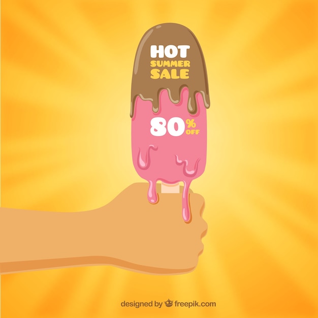 Free Vector summer sale background with ice cream melting