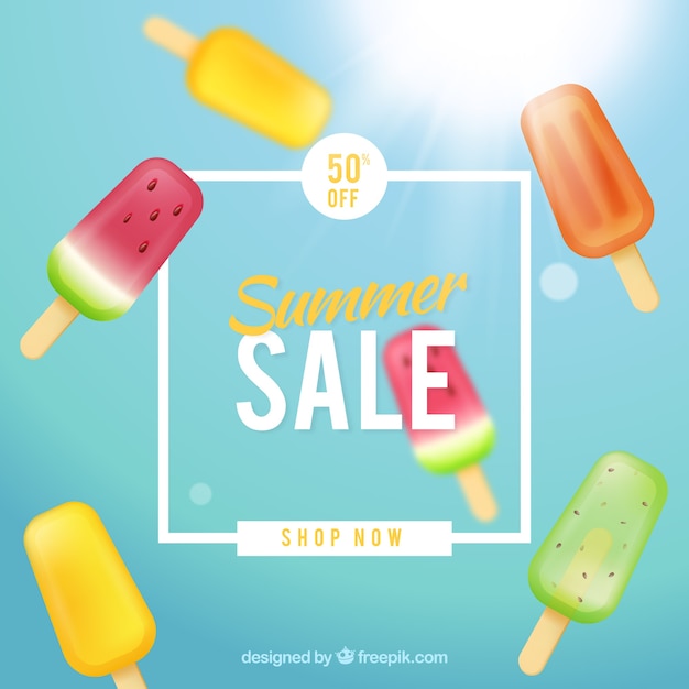 Summer sale background with ice creams