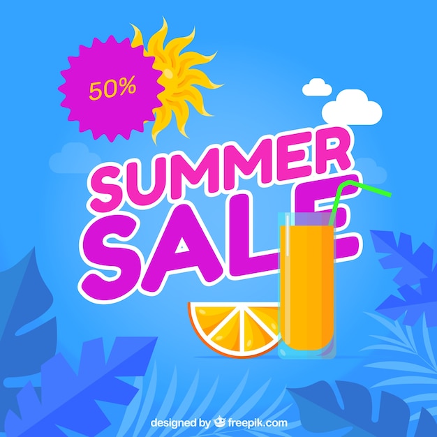 Free Vector summer sale background with orange juice