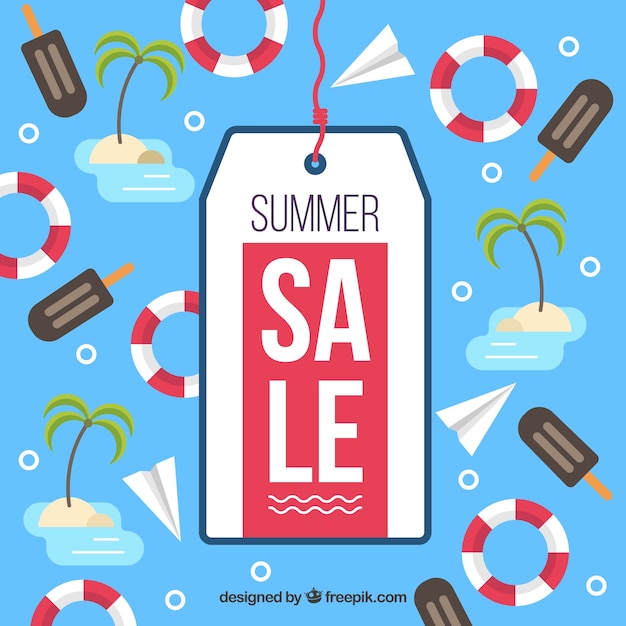 Free Vector summer sale background with tag