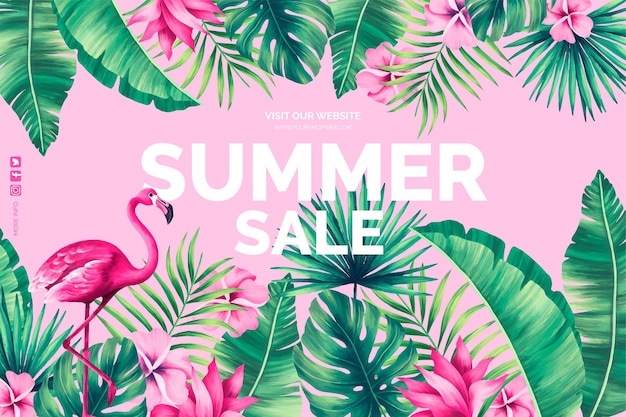 summer sale background with tropical nature