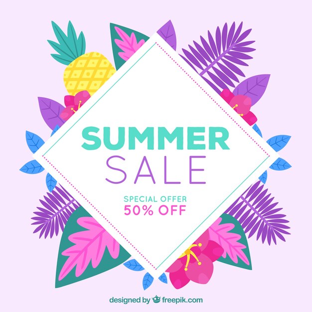 Summer sale background with vegetation