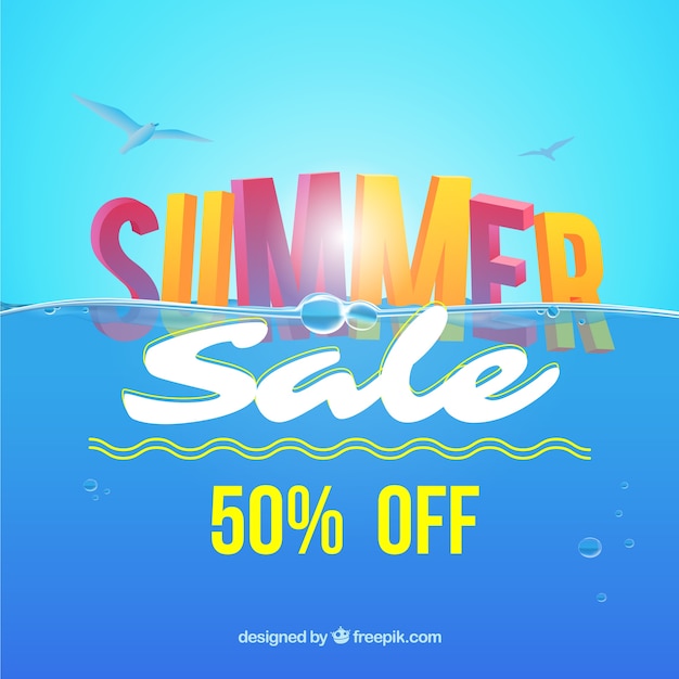 Free Vector summer sale background with water