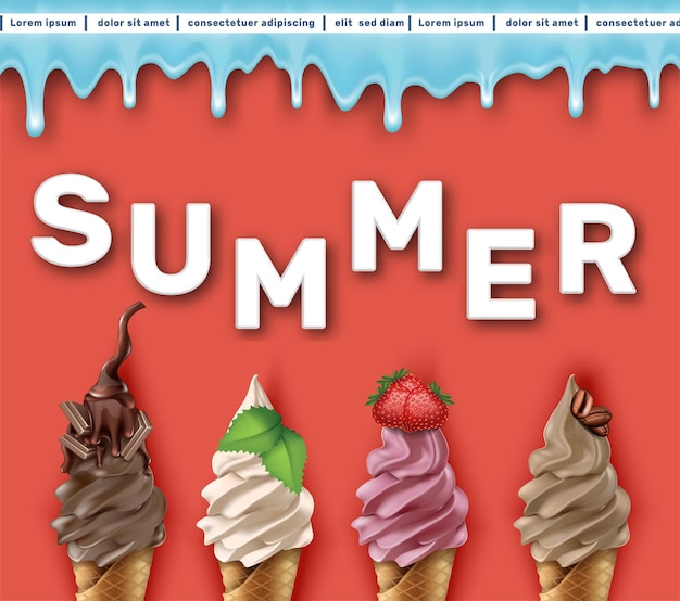 summer sale banner template with ice cream