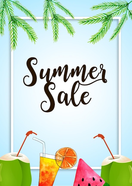 Free Vector summer sale blue green background professional banner multipurpose design free vector