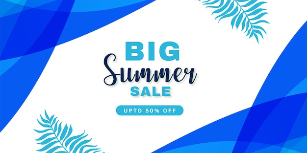 Summer Sale Blue White Background Professional Banner Multipurpose Design Free Vector