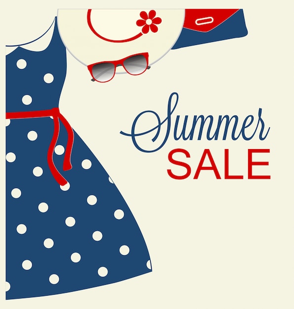 Free Vector summer sale design with trendy blue clothes