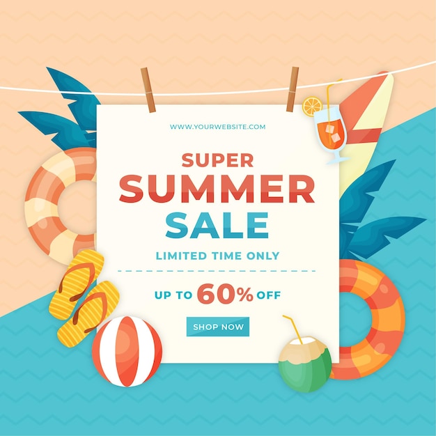 Summer sale flat design