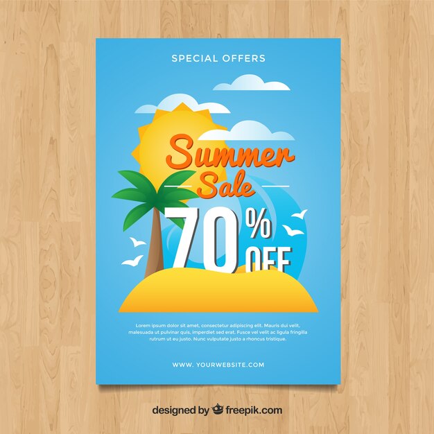 Summer sale flyer with island