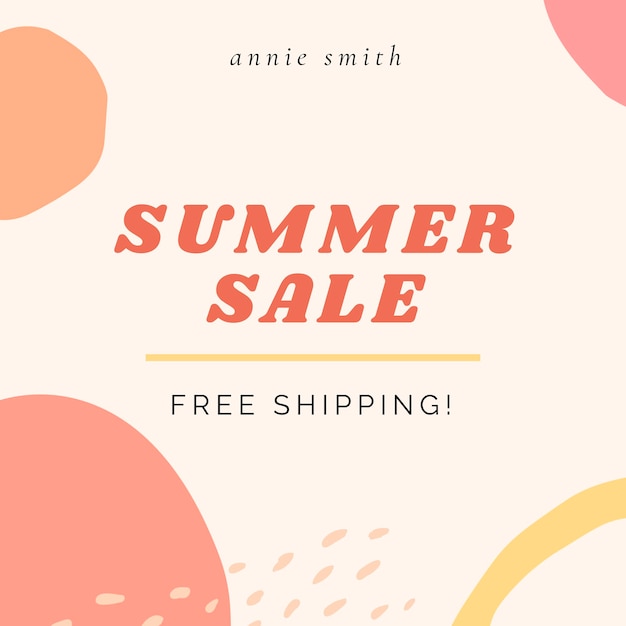 Free Vector summer sale free shipping social template