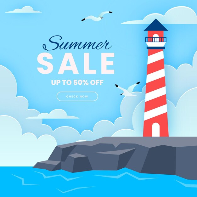 Free Vector summer sale illustration in paper style