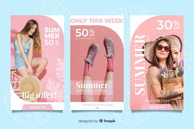 Free Vector summer sale instagram stories