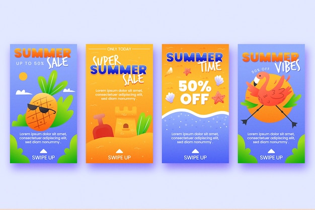 Free Vector summer sale instagram story concept