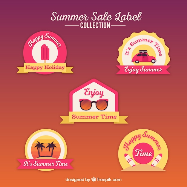 Summer sale labels collection with beach elements