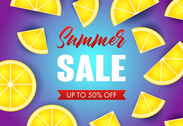 Free vector summer sale lettering with lemon slices