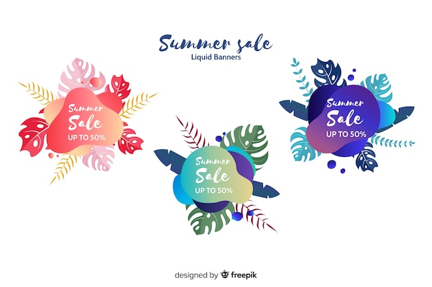 Free vector summer sale liquid banners