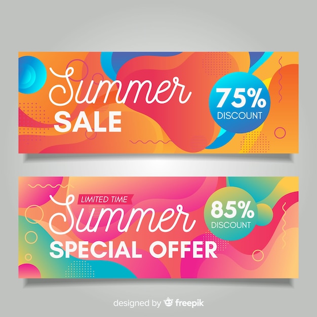 Free Vector summer sale liquid banners