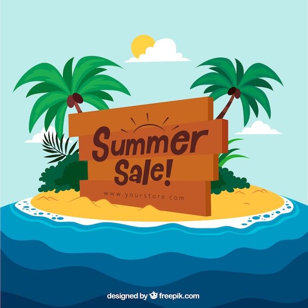 Free Vector summer sale template with island