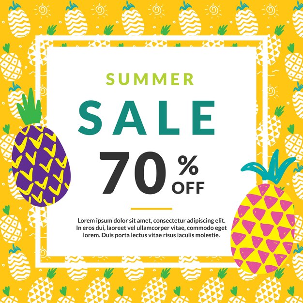 Free Vector summer sale template with pineapple