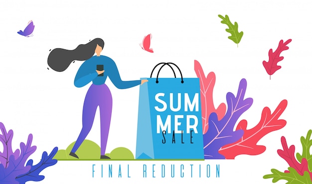 Summer Sales and Final Reduction Promotion Text. 