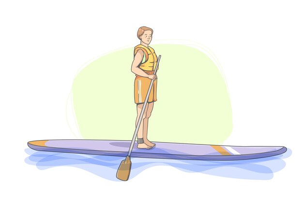 Summer sports hand drawn sup illustration