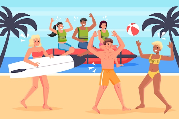 Free Vector summer sports people illustration