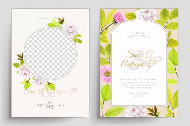 Free Vector summer and spring floral background and frame card illustration