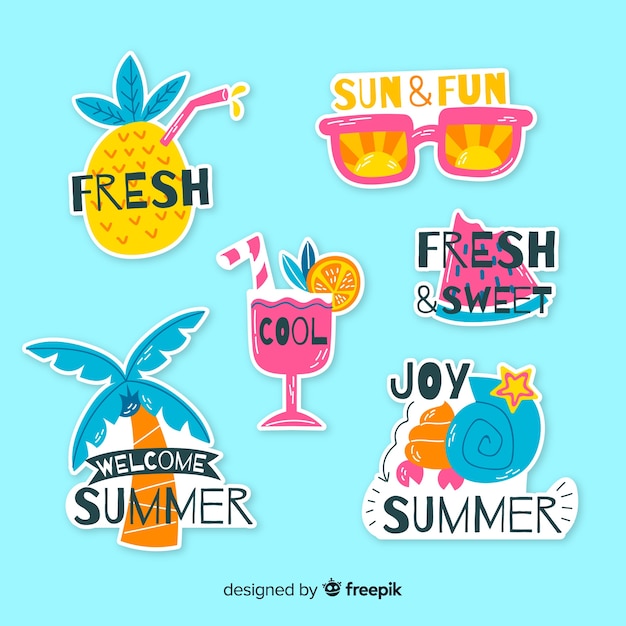 Free vector summer sticker collection