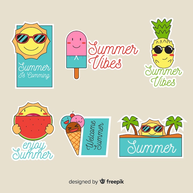 Free Vector summer sticker collection