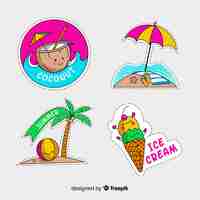 Free vector summer sticker collection