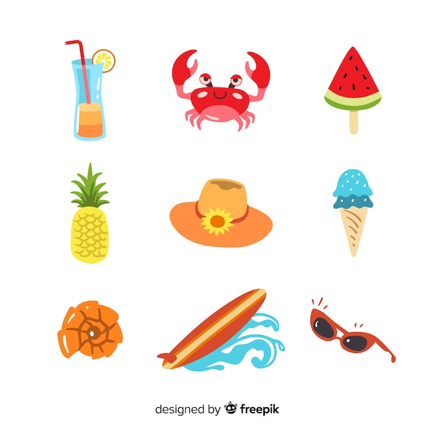 Free Vector summer sticker collection