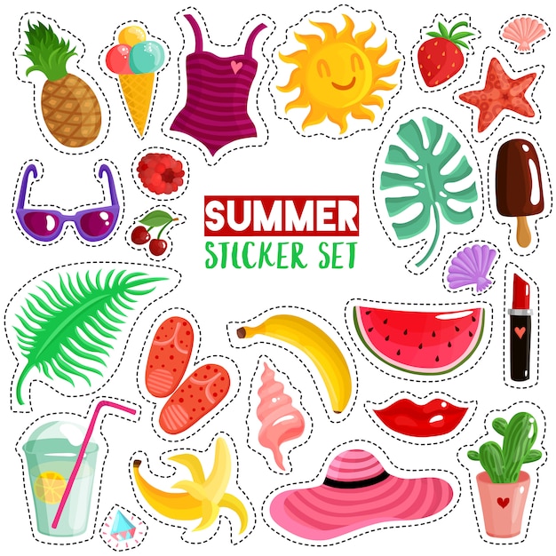 Free Vector summer stickers set